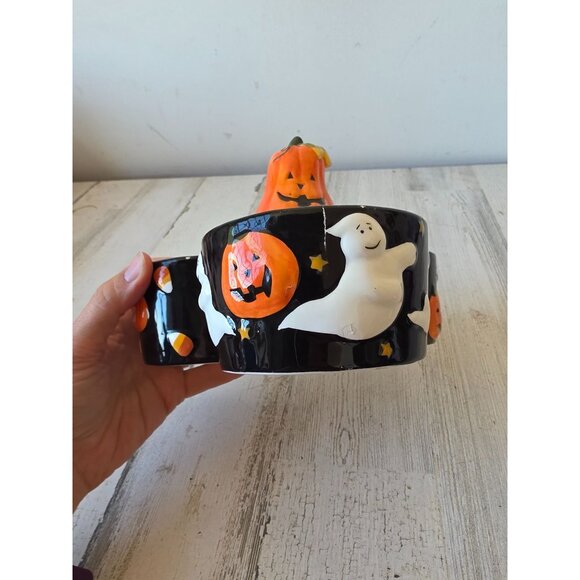 Pumpkin candy party bowl Halloween ghost candy cane treat decor - Picture 7 of 11